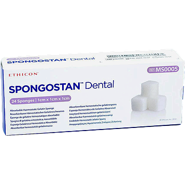 Ethicon Spongostan Dental Haemostatic Sponge Dressing 10x10x10mm Pack 24 (MS0005)
